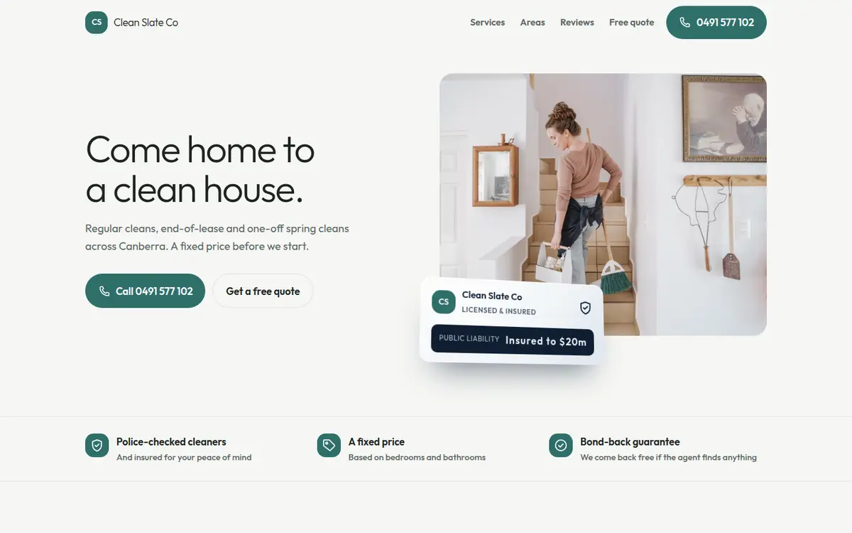 Clean Slate Co, Canberra, Calm design