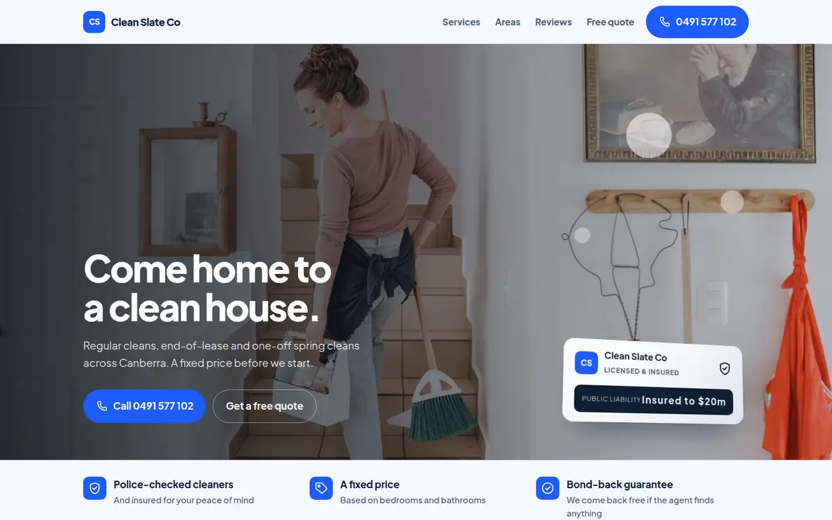 Clean Slate Co, Canberra, Fresh design