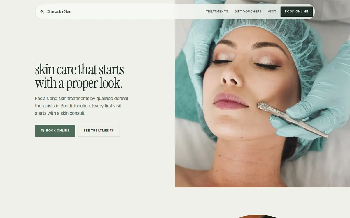 Clearwater Skin, Bondi Junction, Sage design