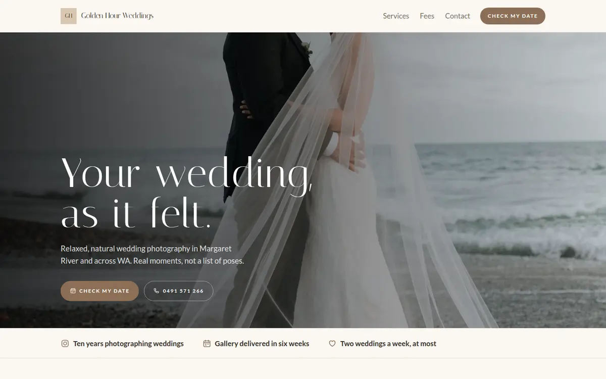 Golden Hour Weddings, Margaret River, Veil design