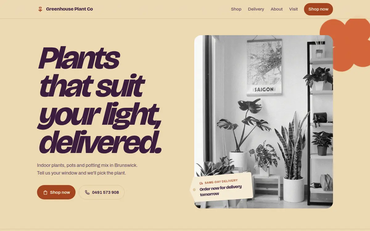 Greenhouse Plant Co, Brunswick, Bloom design