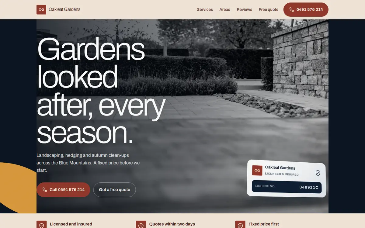 Oakleaf Gardens, Blue Mountains, Autumn design