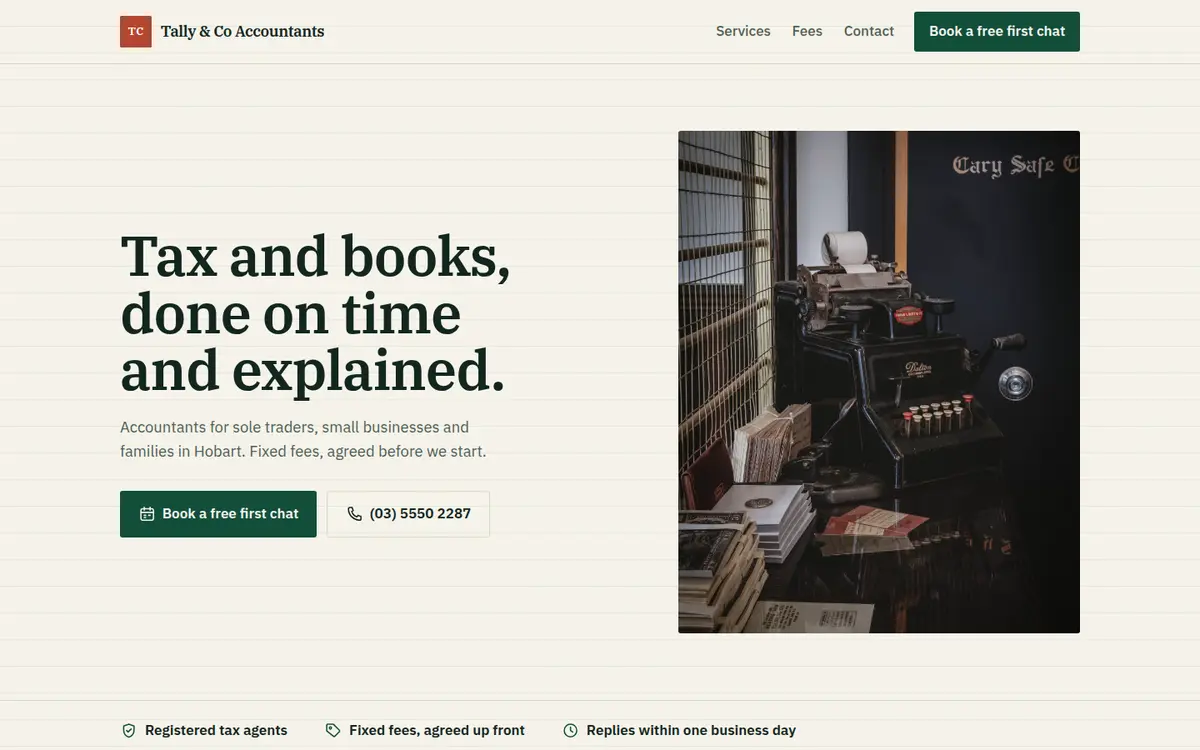 Tally & Co Accountants, Hobart, Ledger design